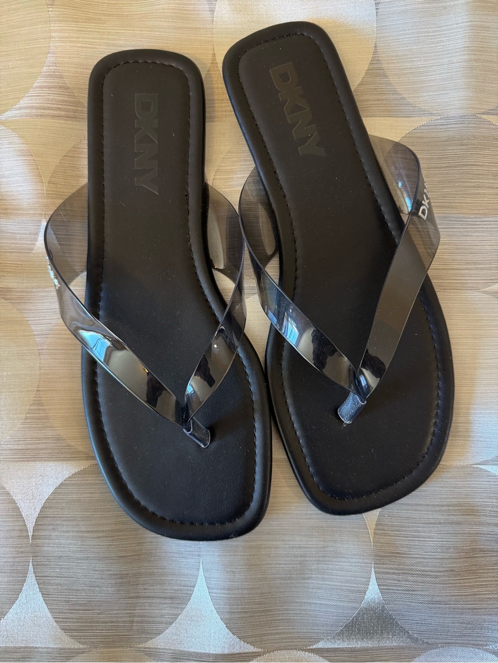 DKNY Black Sandal with Clear Cross Straps